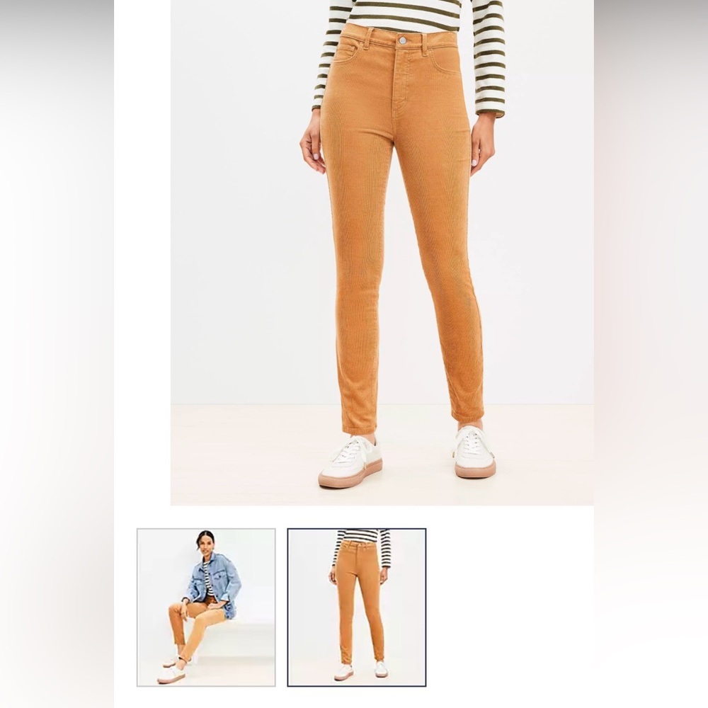 LOFT High Waist Petite Skinny Corduroy in Perfect Camel